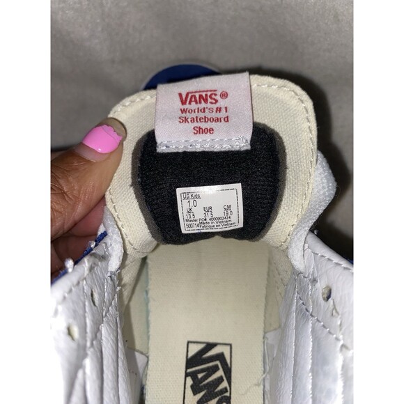 Vans BMX Off the Wall SK8-Hi Sneakers Sz 1.0 Kids Blue/Wht Checker Suede Skate - Picture 11 of 11